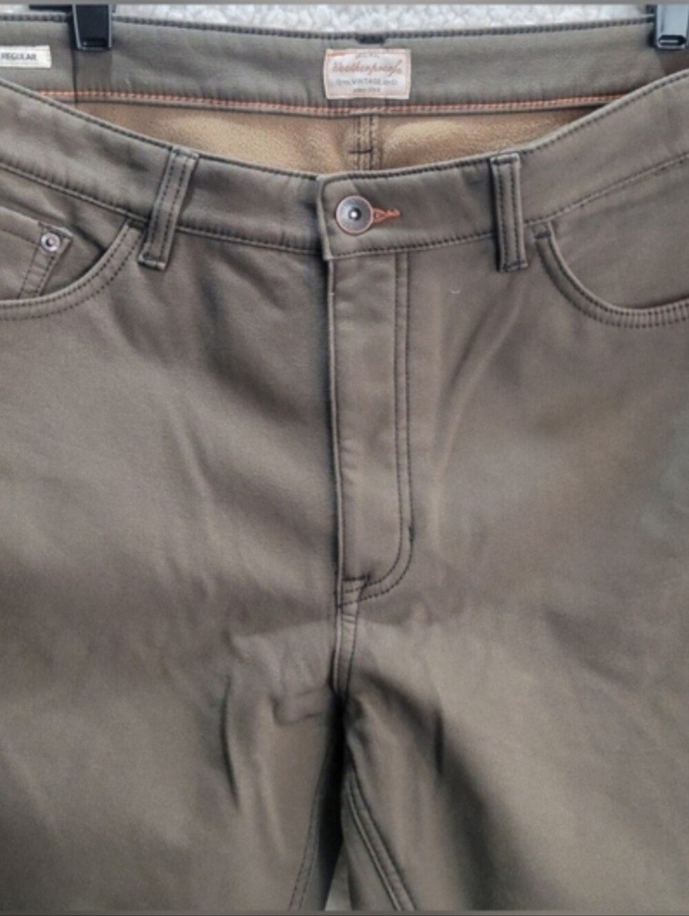 Weatherproof Vintage Fleece Lined Canvas Pants 38x30 Regular Fit NWOT Tan Brown